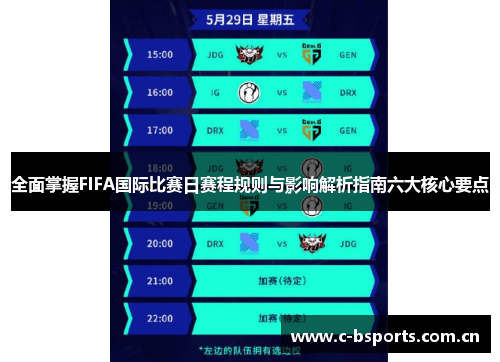 全面掌握FIFA国际比赛日赛程规则与影响解析指南六大核心要点 全面掌握FIFA国际比赛日赛程规则与影响解析指南六大核心要点